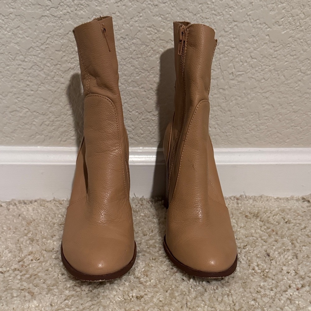 Chinese Laundry Leather Mid Calf Ankle Boots